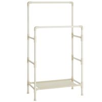 Wieszak stojący podwójny ecru na ubrania z półką na buty garderoba