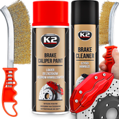 K2 ZESTAW LAKIER FARBA DO MALOWANIA ZACISKÓW HAMULCOWYCH SPRAY CZERWONY