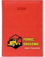 KALENDARZ A5 2026 DZIENNY terminarz z nadrukiem POMOC DROGOWA nazwisko