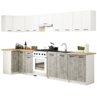 MEBLE KUCHENNE ZESTAW NAROŻNY OLIWIA 3M BIAŁY-BETON