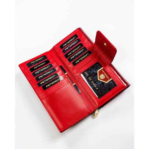 duży i pojemny czerwony portfel damski z systemem rfid - peterson na Arena.pl