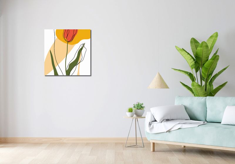 Obraz 60x60cm Przerysowany Tulipan zdjęcie 2