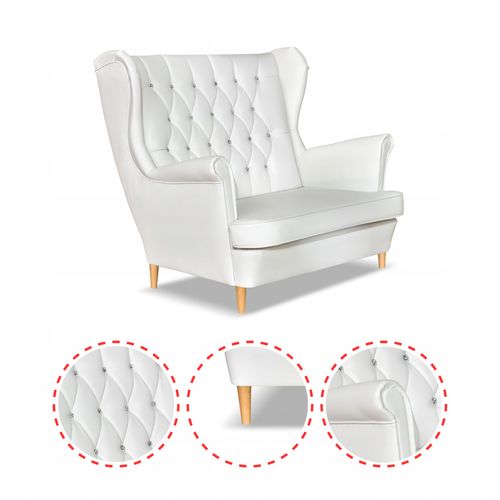 Sofa kanapa uszak Gaja ekoskóra skandynawska Family Meble biała na Arena.pl