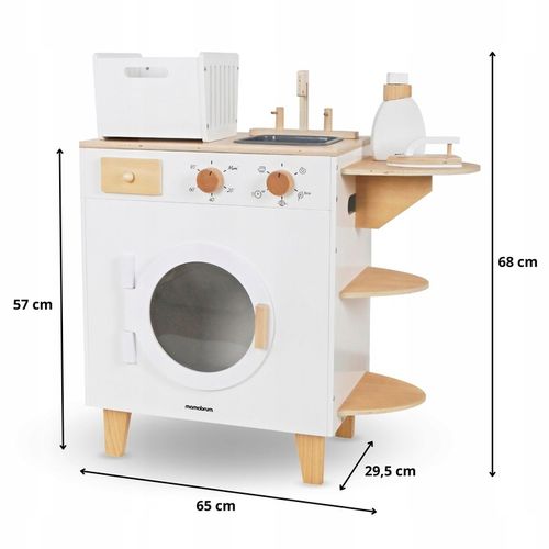 DREWNIANA PRALKA XXL - Z ŻELAZKIEM, KOSZEM, UMYWALKĄ - PRANIE MONTESSORI na Arena.pl