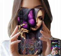 ETUI DO SAMSUNG A50 / A30S - ANTI SOCIAL BUTTERFLY RÓŻOWY MOTYL + SZKŁO