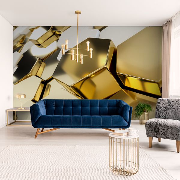 Fototapeta Do Salonu MOZAIKA Heksagony Efekt 3D Abstrakcja 368cm x 254cm zdjęcie 4