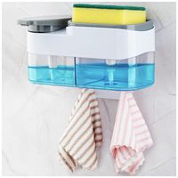 Dozownik Na Ścianę Podwójny 2x500ml Miejsce Na Gąbkę Przezroczysty Czarny