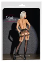cottelli legwear rajstopy z motywem szelek i czerwonych kokardek, otwarty