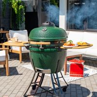 GRILL CERAMICZNY WĘGLOWY 24" Z POKRYWĄ I PÓŁKAMI BOCZNYMI
