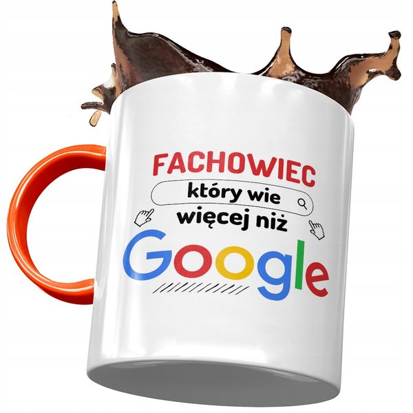 Kubek Pomarańczowy Dla Fachowca Który Wie Więcej Z Nadrukiem Ze Zdjęciem zdjęcie 1