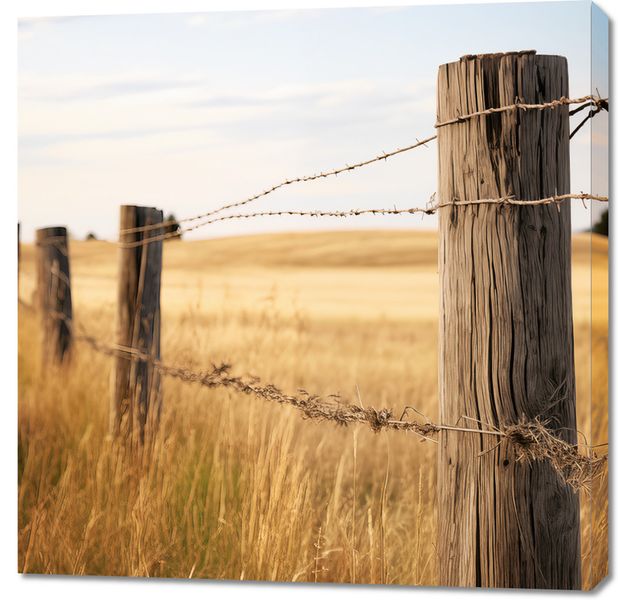 Obraz 90x90cm Płot na Polu zdjęcie 1