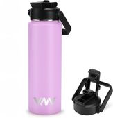 Termos Próżniowy Stal Nierdzewna 750ml Fioletowy ze Słomką Podróżny Kubek