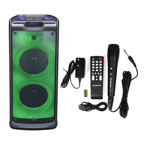 GŁOŚNIK BLUETOOTH PRZENOŚNY KARAOKE MANTA 100W USB na Arena.pl