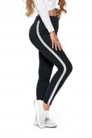 Legginsy Lekko Ocieplane Damskie Wysoki Stan Czarne z Lampasem MORAJ S/M