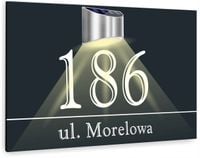 antracyt TABLICZKA podświetlana ADRESOWA numer domu nierdzewna 40x30 cm