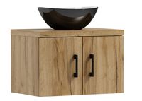 Szafka łazienkowa wisząca MARKUS 60 dąb craft złoty z umywalką Eliza C (W1)