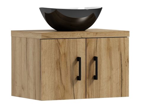 Szafka łazienkowa wisząca MARKUS 60 dąb craft złoty z umywalką Eliza C (W1) na Arena.pl