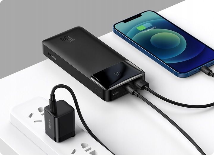 Powerbank Baseus Bipow 20000 mAh 2x USB / USB-C QC PD 15W Czarny zdjęcie 6