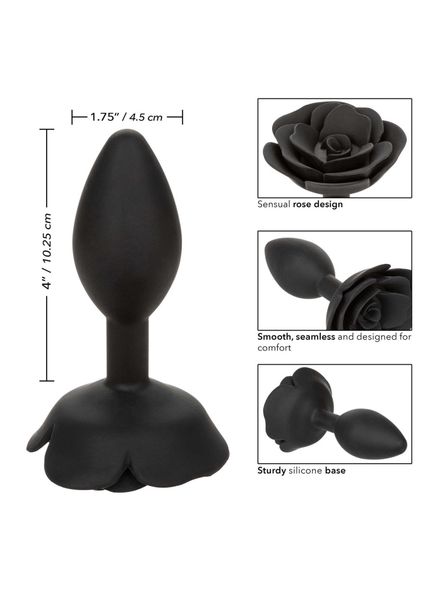 Large Rose Anal Plug Black zdjęcie 7