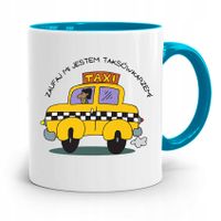 Kubek Błękitny Dla Taksówkarza Zaufaj Mi Jestem Z Nadrukiem Ze Zdjęciem