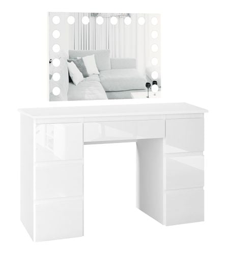 Toaletka MEGAN B3 z lustrem VISAGE biała/FRONTY POŁYSK na Arena.pl