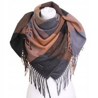 CHUSTA DAMSKA W KRATKĘ KRATA brązowa