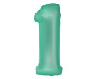 Balon foliowy cyfra "1" zielony miętowy matowy, 76 cm