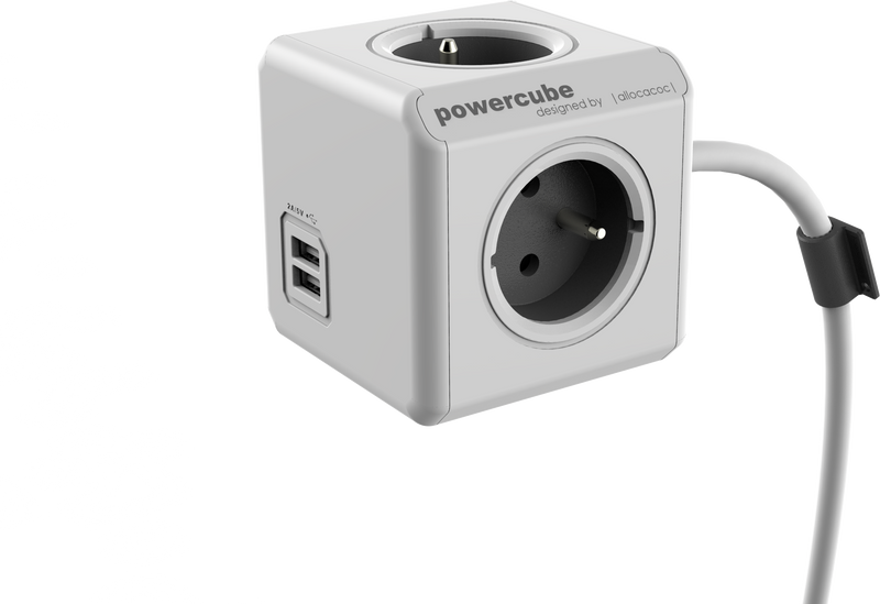 Listwa zasilająca allocacoc PowerCube Extended USB 1,5 m - zielony, 4x 230 V + 2x USB 2,1 A max zdjęcie 3