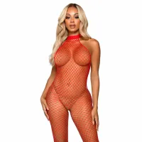 leg avenue le frivole bodystocking racer neck czerwony uniwersalny