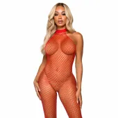 leg avenue le frivole bodystocking racer neck czerwony uniwersalny