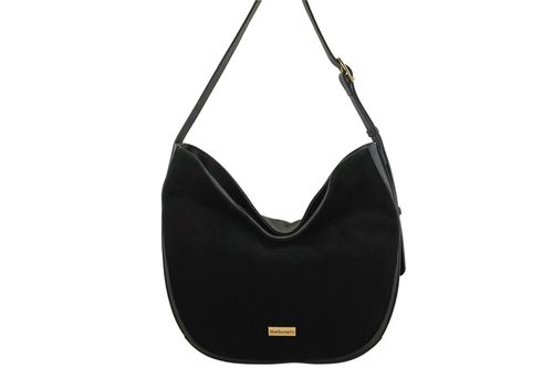 Duża torebka zamszowa na ramię - Czarna na Arena.pl