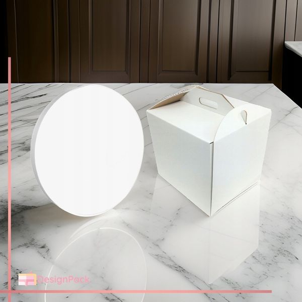 Pudełko na tort 30x30x28cm + Podkład 30 cm styrodurowy biały zdjęcie 10