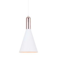 Wisząca LAMPA loft KHALEO MDM-3030/1 W+COP Italux metalowa OPRAWA industrialny ZWIS stożek miedź biały