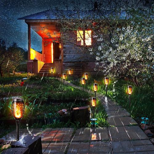 Lampy Solarne Ogrodowe LED Pochodnia Płomień Latarnia Lampki Do Ogrodu na Arena.pl