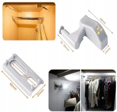 10x LAMPKA LED DO SZAFKI NA ZAWIAS DRZWI + BATERIA na Arena.pl