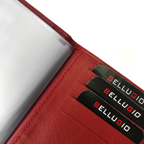 Skórzane etui z systemem RFID - ciemnoczerwone na Arena.pl