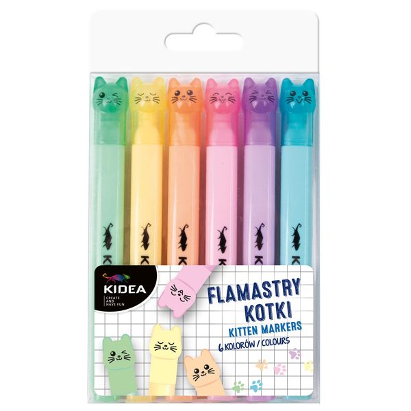 FLAMASTRY KOTKI 6 KOLORÓW KIDEA HIT!!! zdjęcie 1