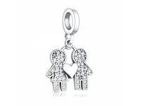 Rodowany srebrny wiszący charms pandora chłopak z dziewczyną miłość love srebro 925 NEW210