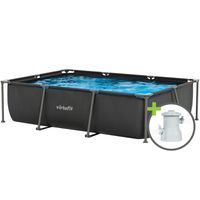 Basen stelażowy VirtuFit prostokątny 300x210 cm z pompą filtrującą antracyt