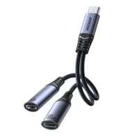 2w1 adapter przejściówka ładowarka + słuchawki usb-c do 2x usb-c czarny