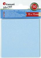 notes samoprzylepny transparentne, z polipropylenu 75x75 niebieski