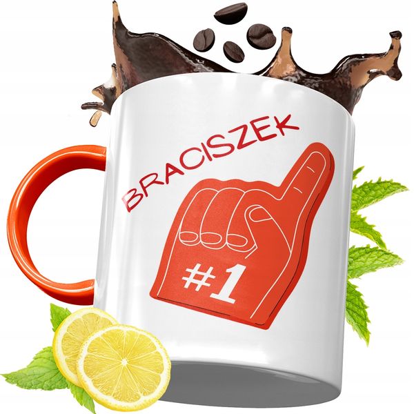 Kubek Pomarańczowy Dla Brata Braciszka Na Prezent Z Nadrukiem Ze Zdjęciem zdjęcie 1