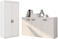 Pojemna szafa dwudrzwiowa + Duża Komoda do salonu Biały Mat