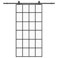 Drzwi przesuwne z zestawem okuć czarne 102x205 cm ESG szkło