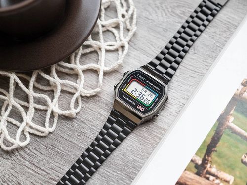 ZEGAREK CASIO A168WEUC-1AER UNO COLLABORATION VINTAGE CZARNY STOPER RETRO na Arena.pl