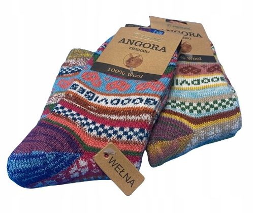 4x ZIMOWE CIEPŁE SKARPETY WEŁNIANE ANGORA PREZENT świąteczne POD CHOINKE na Arena.pl