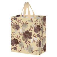 torba na zakupy 14l 30x33x14 kwiaty beżowa 1szt