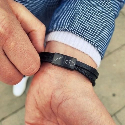 Bransoletka dla SYNA taty BRATA z GRAWEREM czarna na Arena.pl