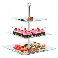 PATERA na CIASTO Tort SZKLANA 3 poziomy KWADRATOWA