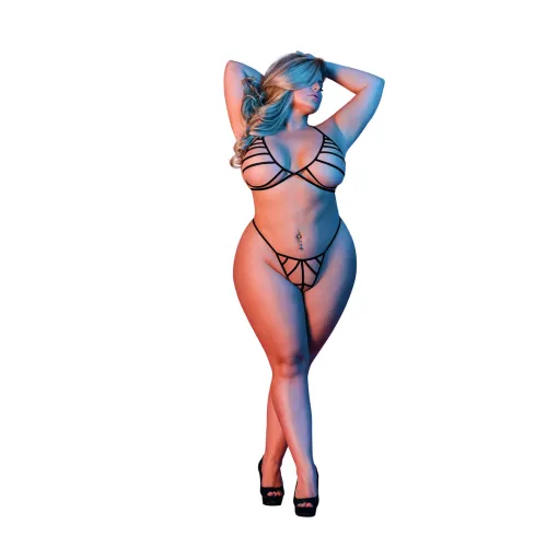 magic silk exposed komplet plus size biustonosz halter + stringi na Arena.pl